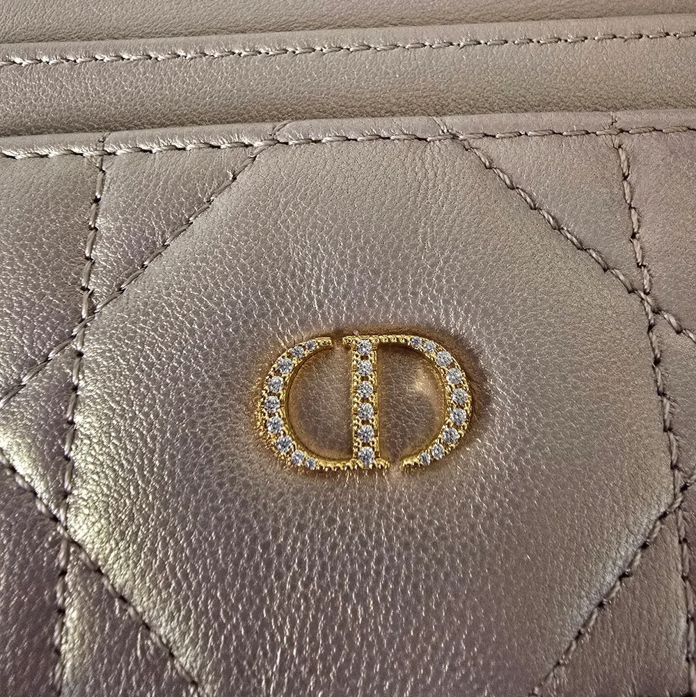 Dior RARE Rose Gold Irridescent Crystal Logo Card Holder - Like New - Picture 7 of 7